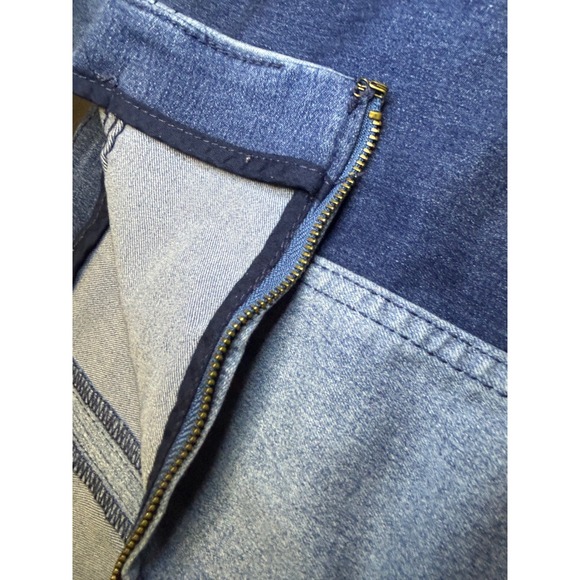 Free‎ People Modern Femme Two Tone Denim Mini Pencil Skirt Size 2 Blue - Picture 12 of 12